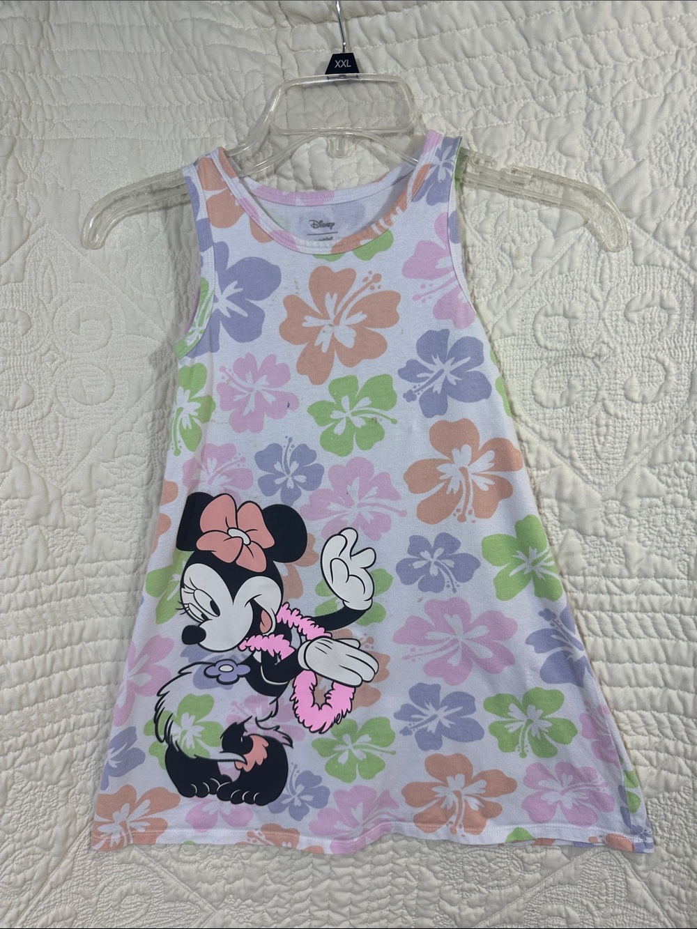 Disney Jumping Beans Size 6 Floral Minnie Mouse Tank Dress Pink Purple Green
